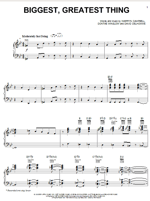Mary Mary Biggest, Greatest Thing Sheet Music