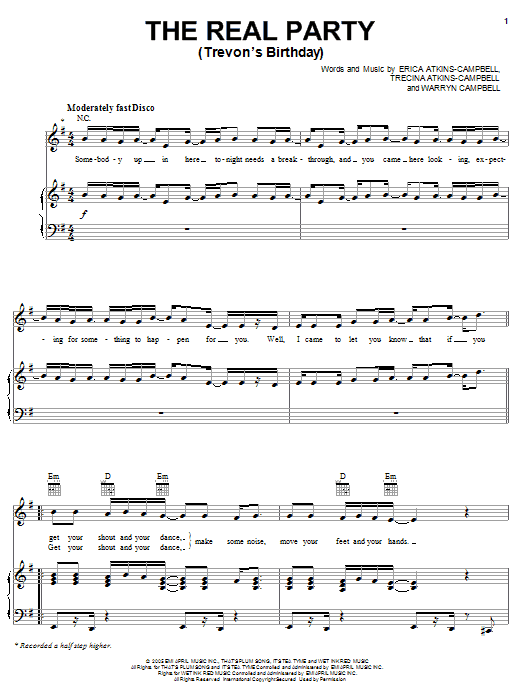 Mary Mary The Real Party (Trevon's Birthday) Sheet Music