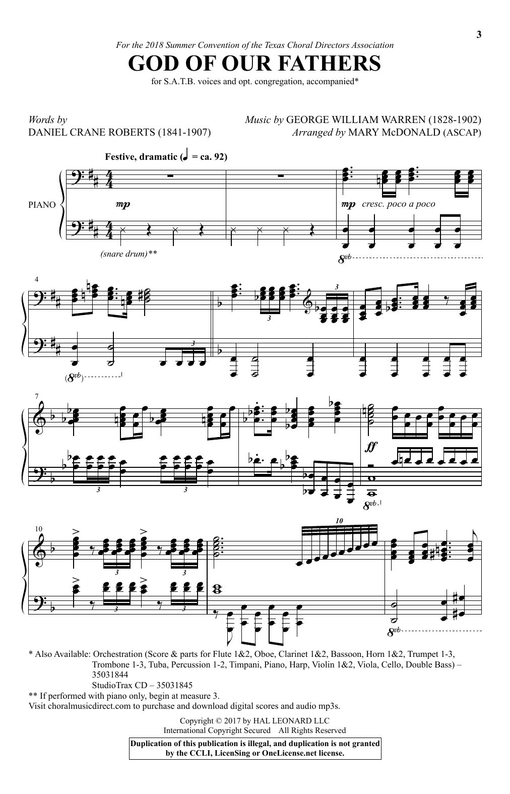 Mary McDonald God Of Our Fathers Sheet Music