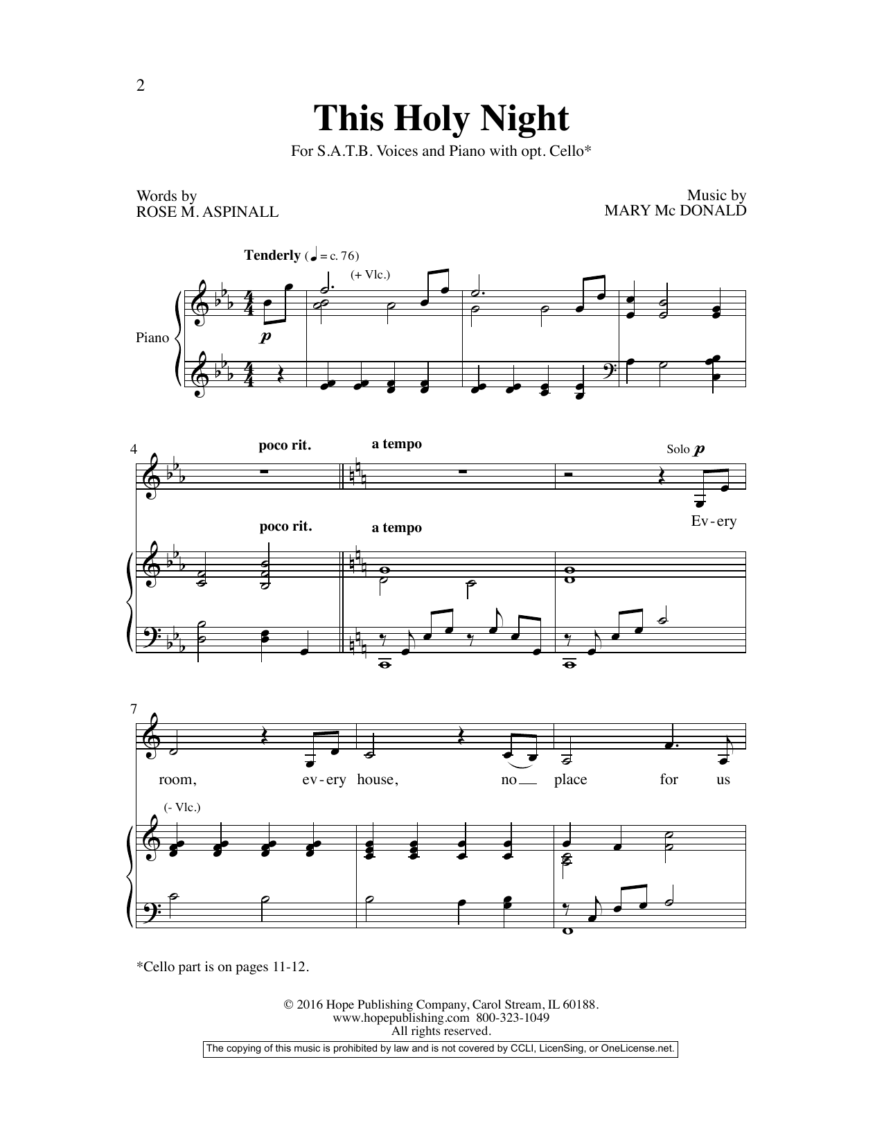 Mary McDonald This Holy Night Sheet Music