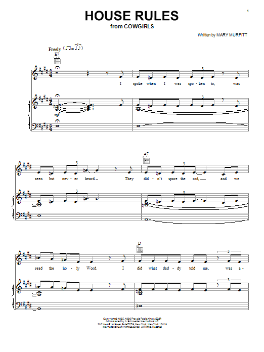 Mary Murfitt House Rules Sheet Music