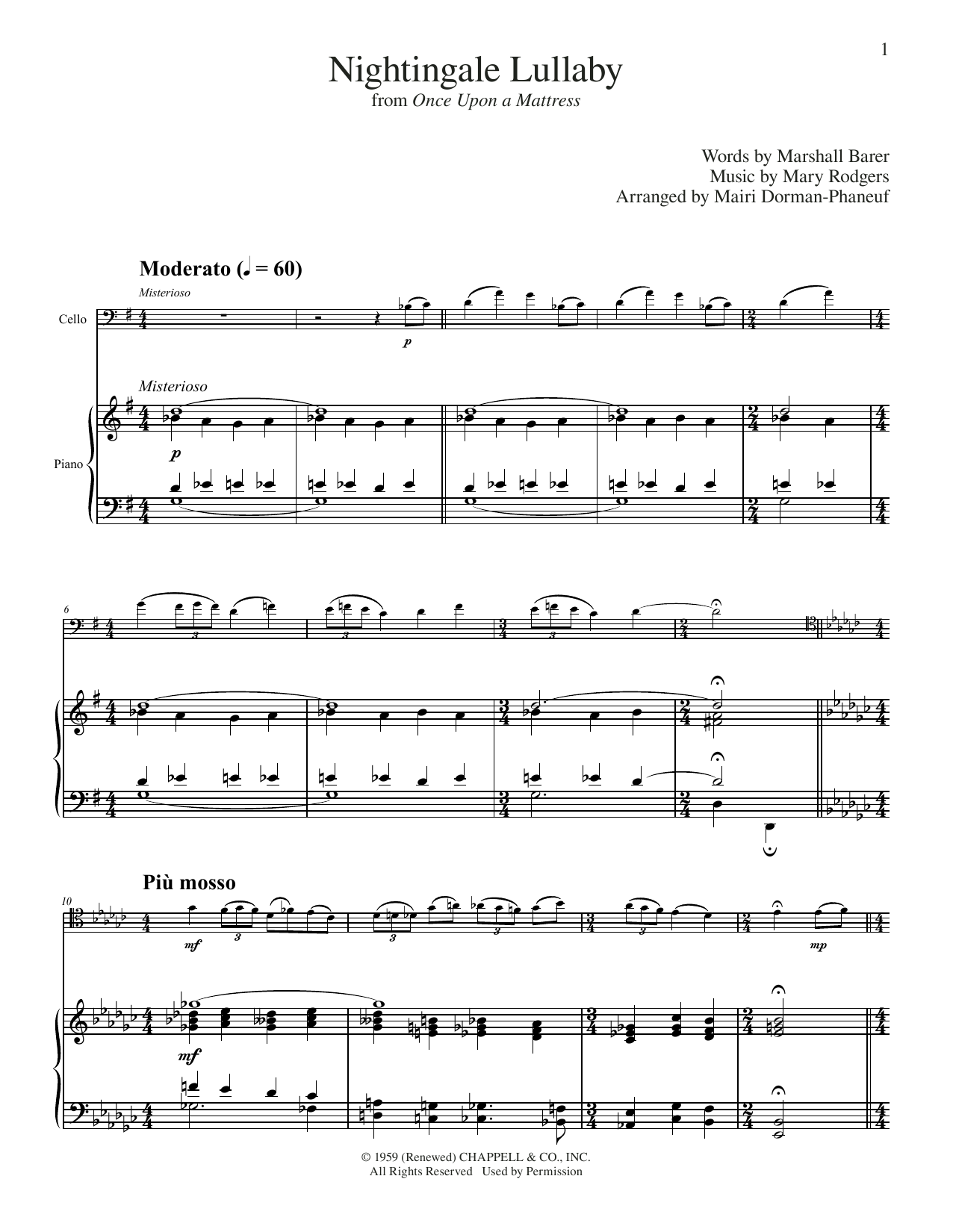 Mary Rodgers Nightingale Lullaby (from Once Upon A Mattress) (arr. Mairi Dorman-Phaneuf) Sheet Music