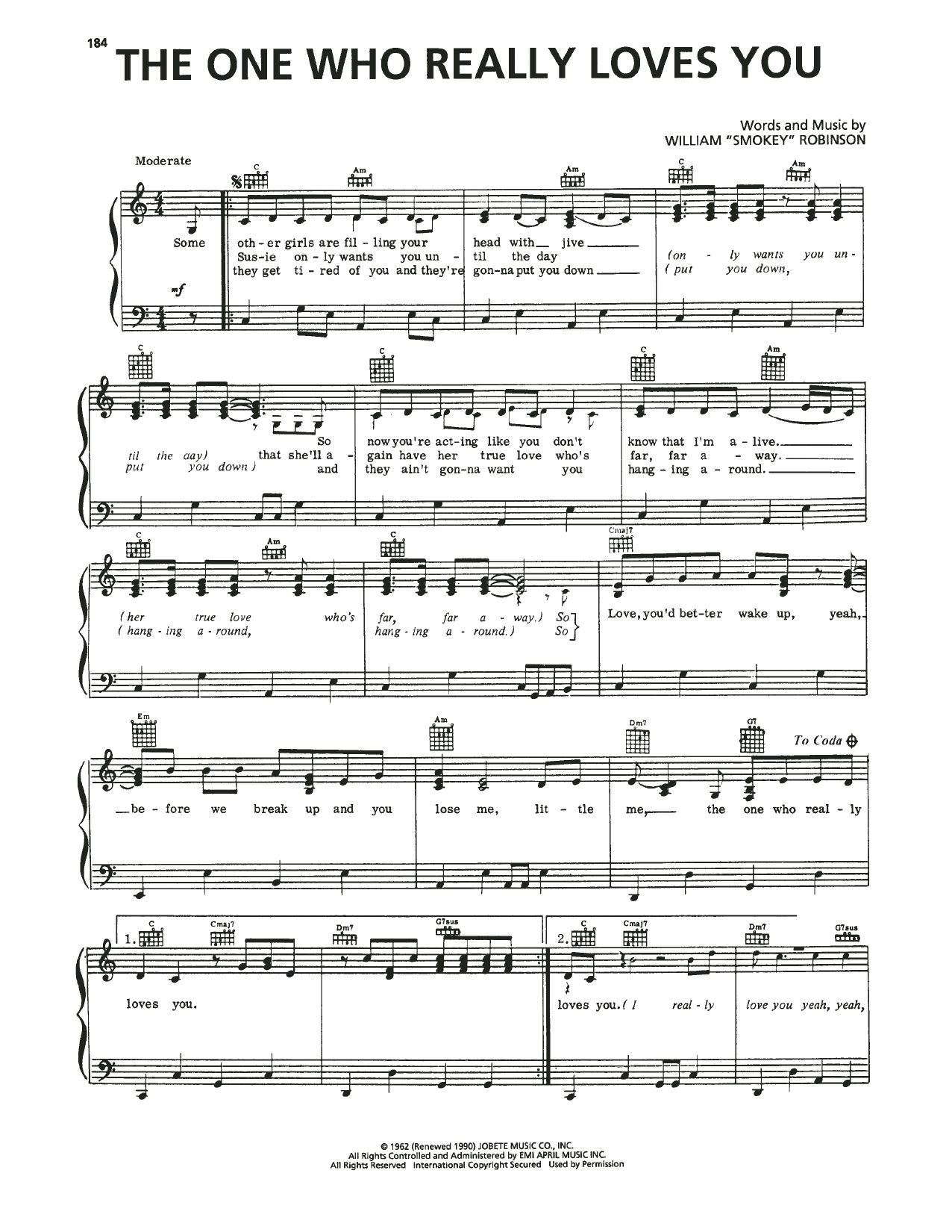 Mary Wells The One Who Really Loves You Sheet Music