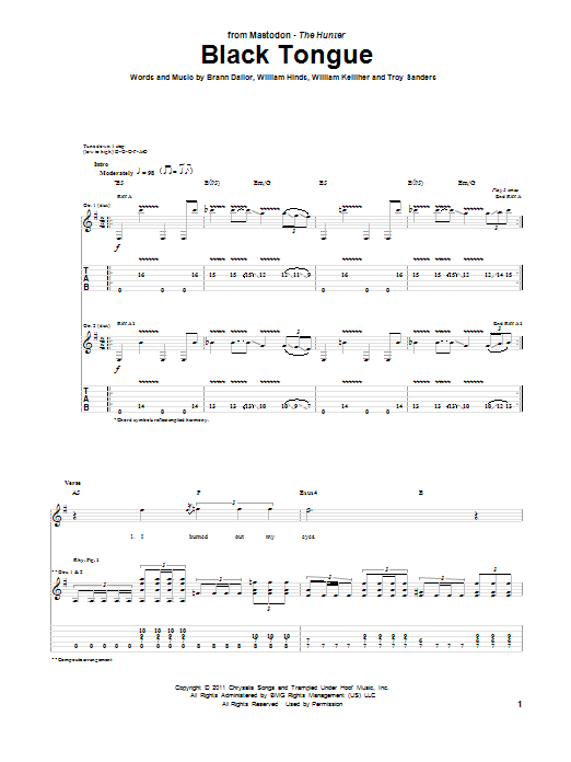 Mastodon Black Tongue Sheet Music