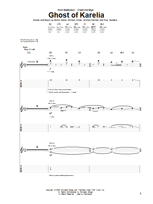 Mastodon Ghost Of Karelia Sheet Music