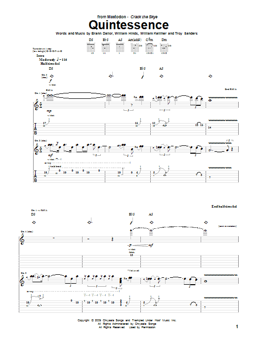 Mastodon Quintessence Sheet Music