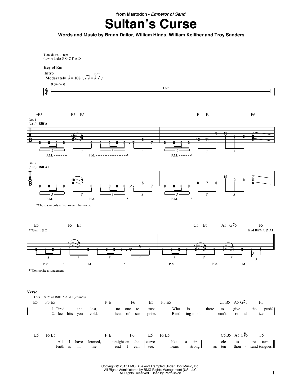 Mastodon Sultan's Curse Sheet Music