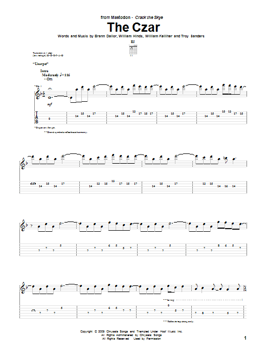 Mastodon The Czar Sheet Music