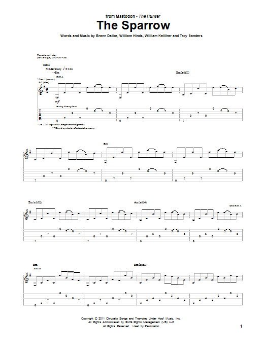 Mastodon The Sparrow Sheet Music