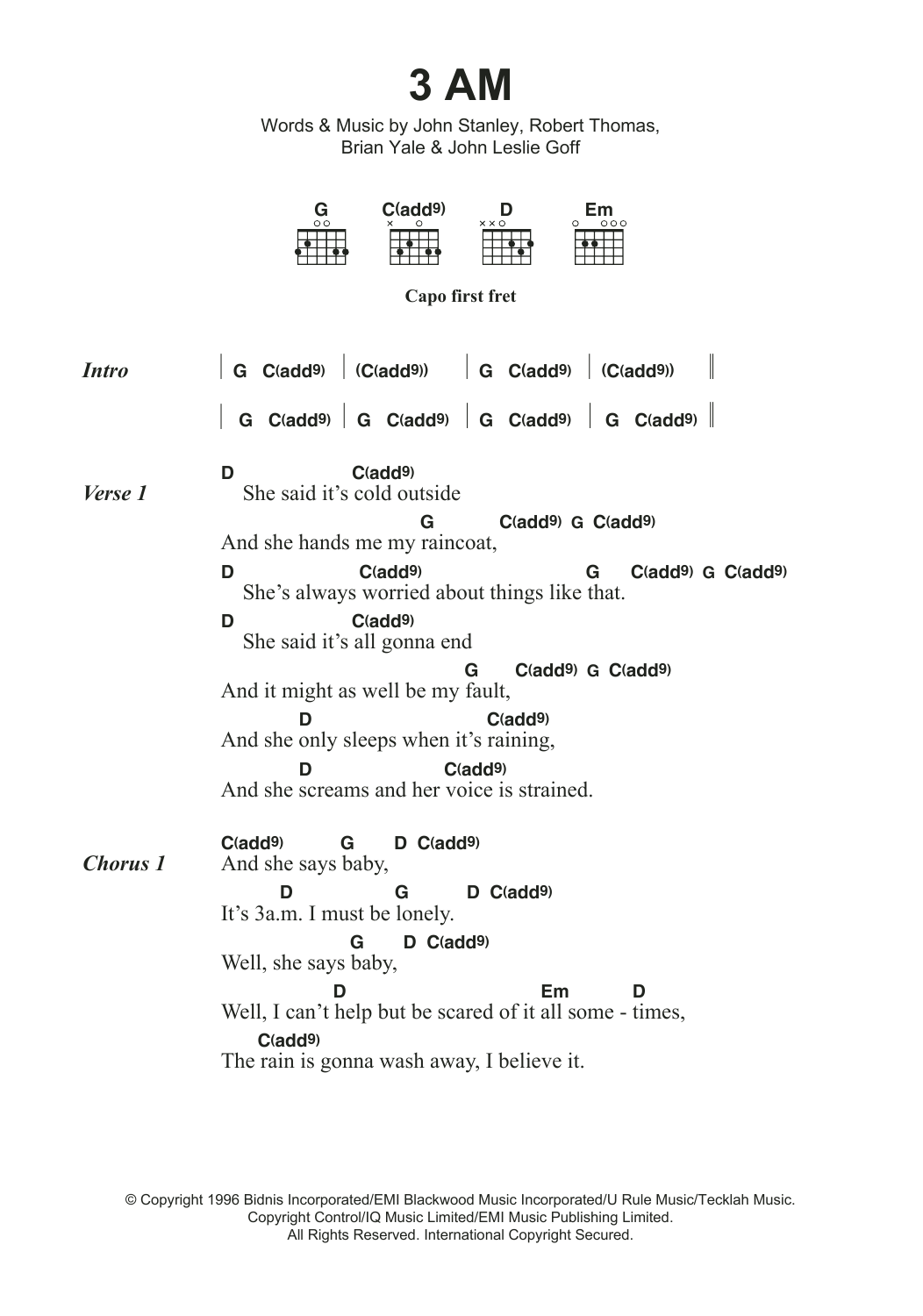 Matchbox Twenty 3AM Sheet Music