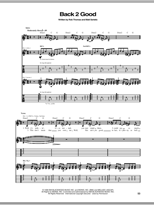 Matchbox Twenty Back 2 Good Sheet Music