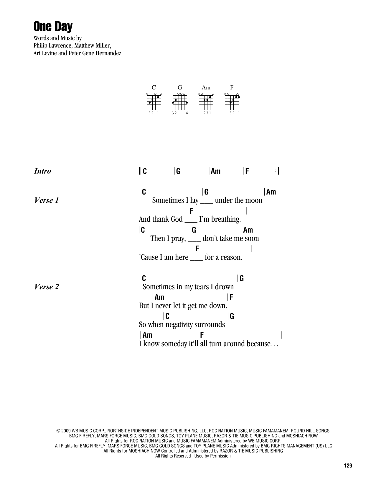 Matisyahu One Day Sheet Music