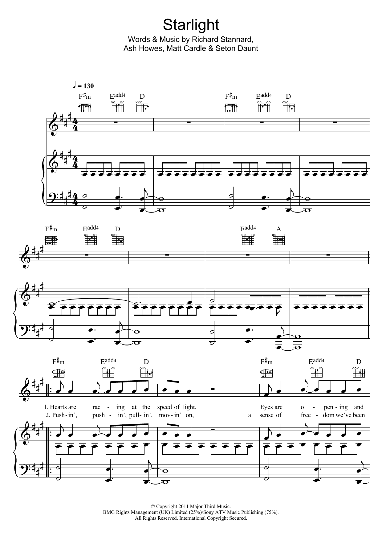Matt Cardle Starlight Sheet Music