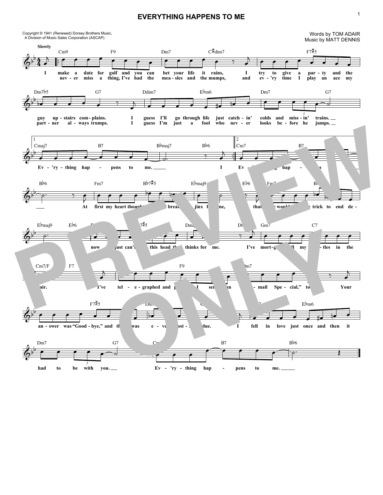 Matt Dennis Everything Happens To Me Sheet Music