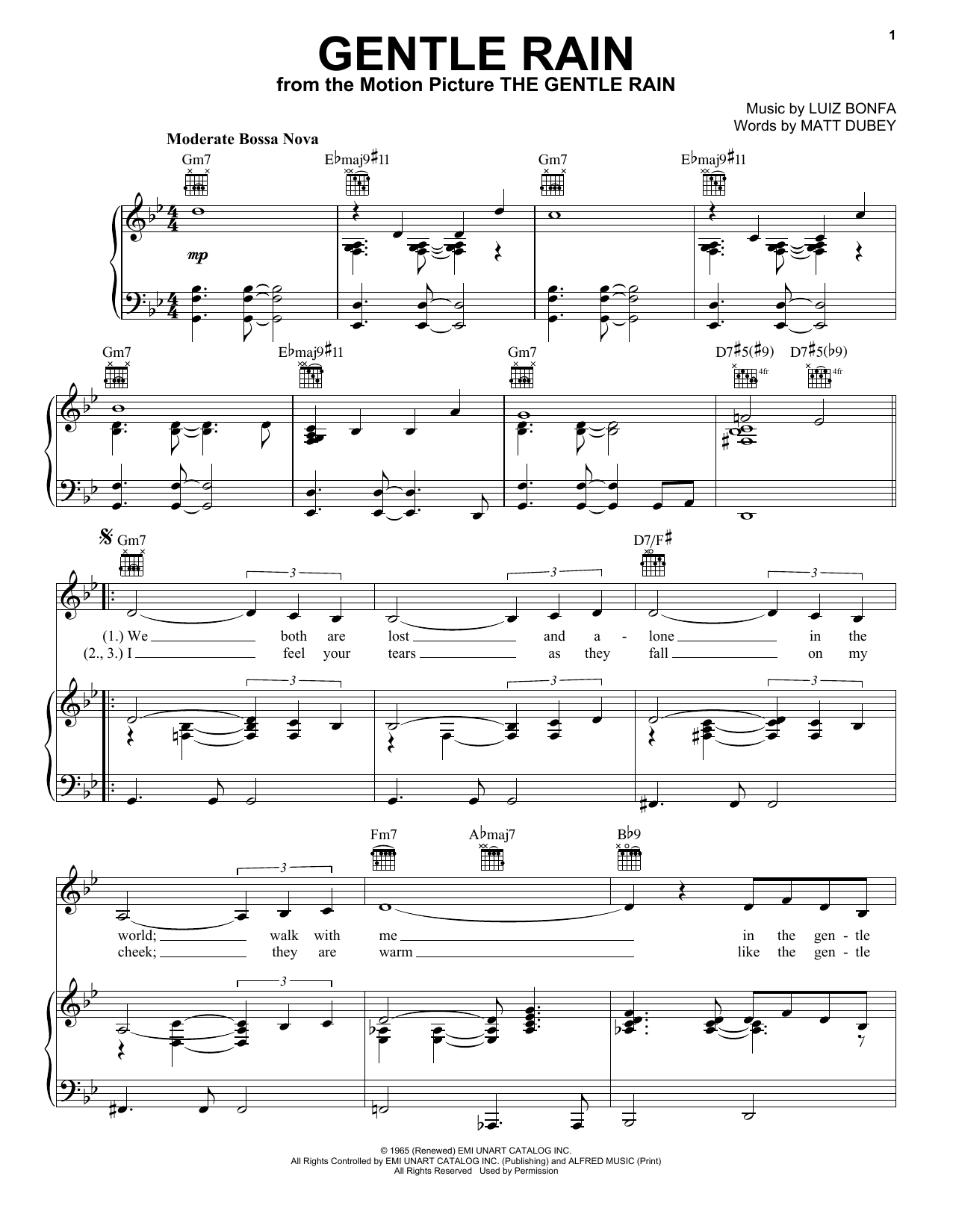Matt Dubey Gentle Rain Sheet Music