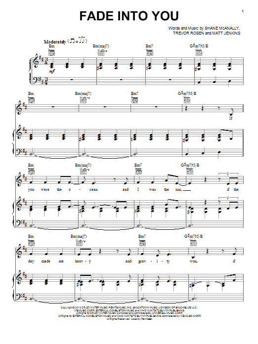 Matt Jenkins Fade Into You Sheet Music