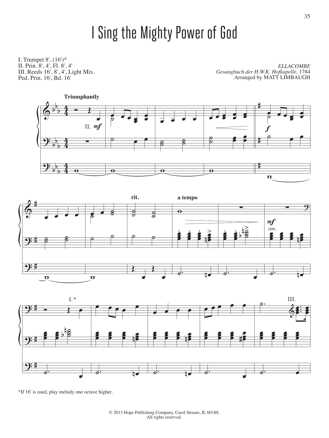 Matt Limbaugh I Sing the Mighty Power of God Sheet Music