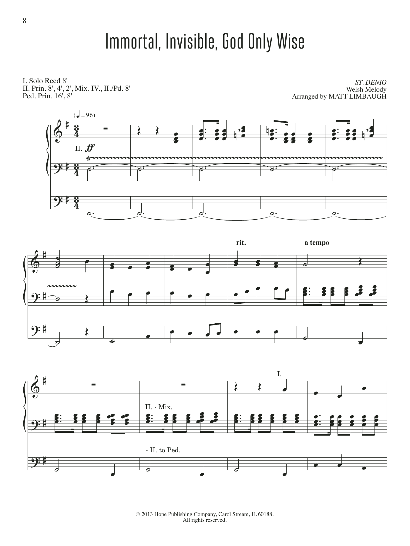 Matt Limbaugh Immortal, Invisible, God Only Wise Sheet Music
