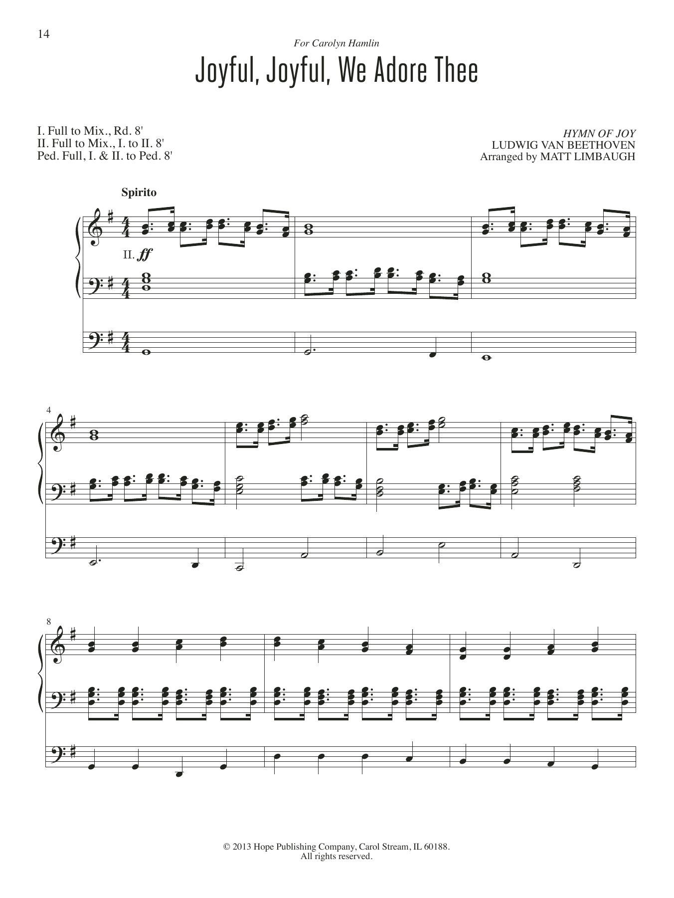 Matt Limbaugh Joyful, Joyful, We Adore Thee Sheet Music