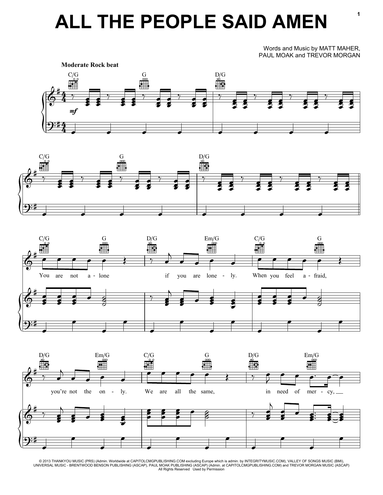 Matt Maher All The People Said Amen Sheet Music