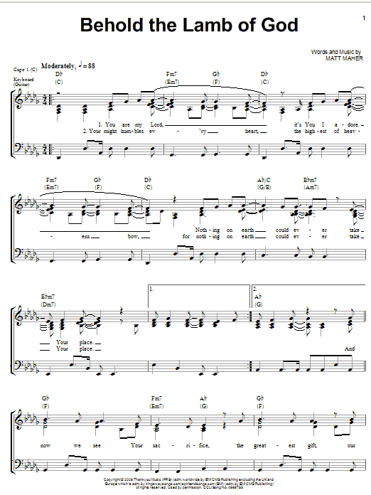 Matt Maher Behold The Lamb Of God Sheet Music