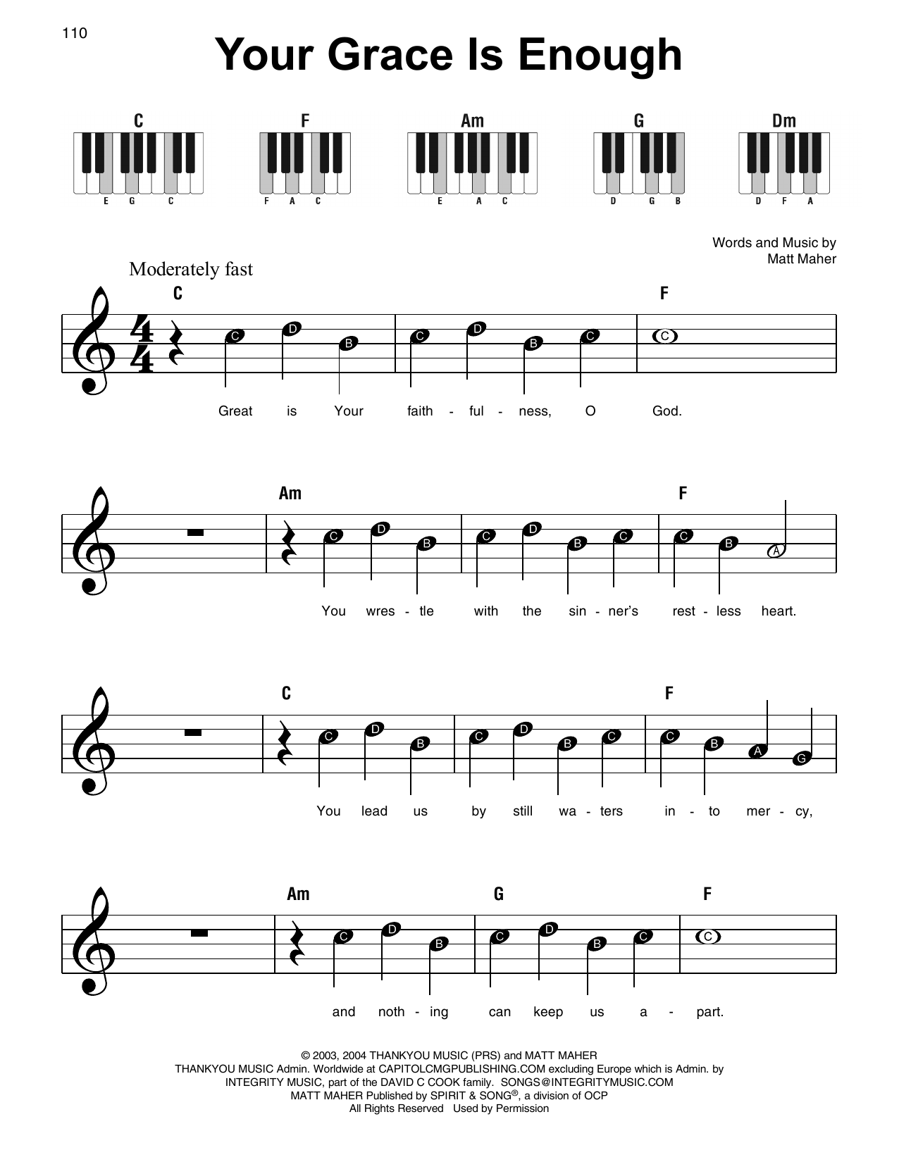 Matt Maher Your Grace Is Enough Sheet Music