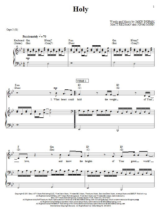 Matt Redman Holy Sheet Music