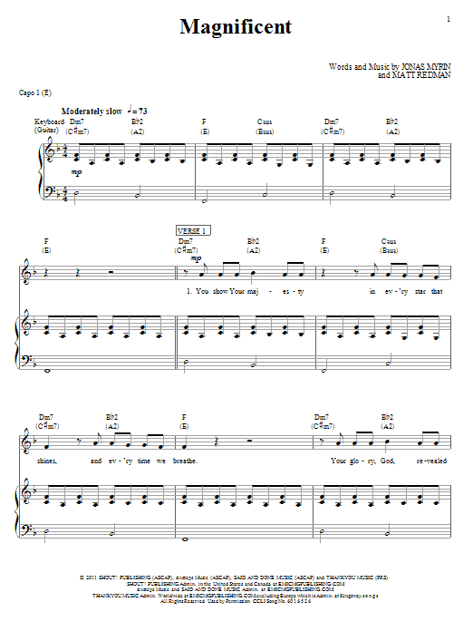 Matt Redman Magnificent Sheet Music