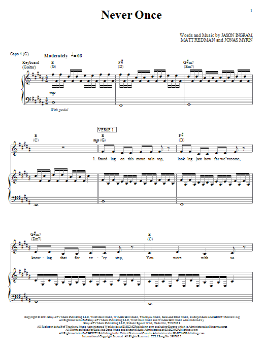 Matt Redman Never Once Sheet Music
