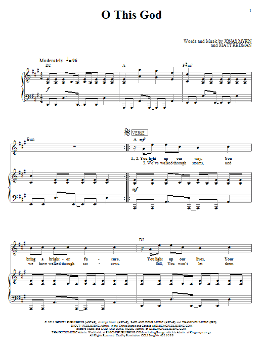 Matt Redman O This God Sheet Music