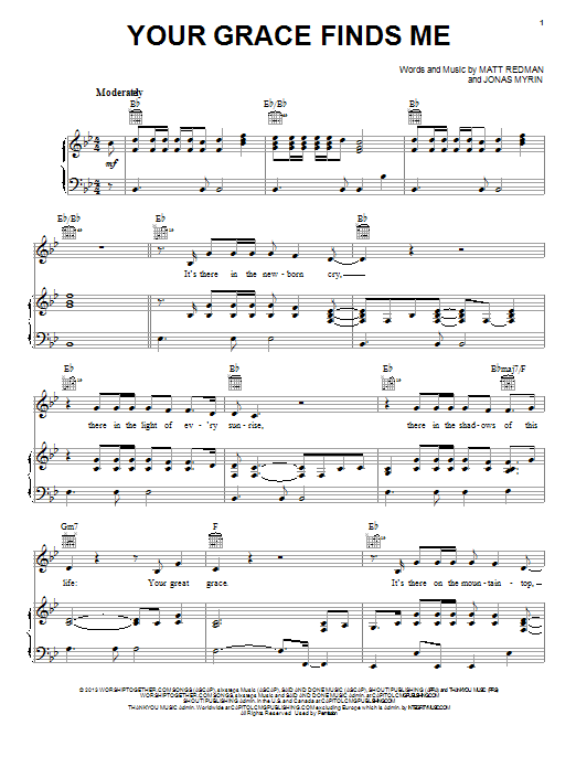Matt Redman Your Grace Finds Me Sheet Music