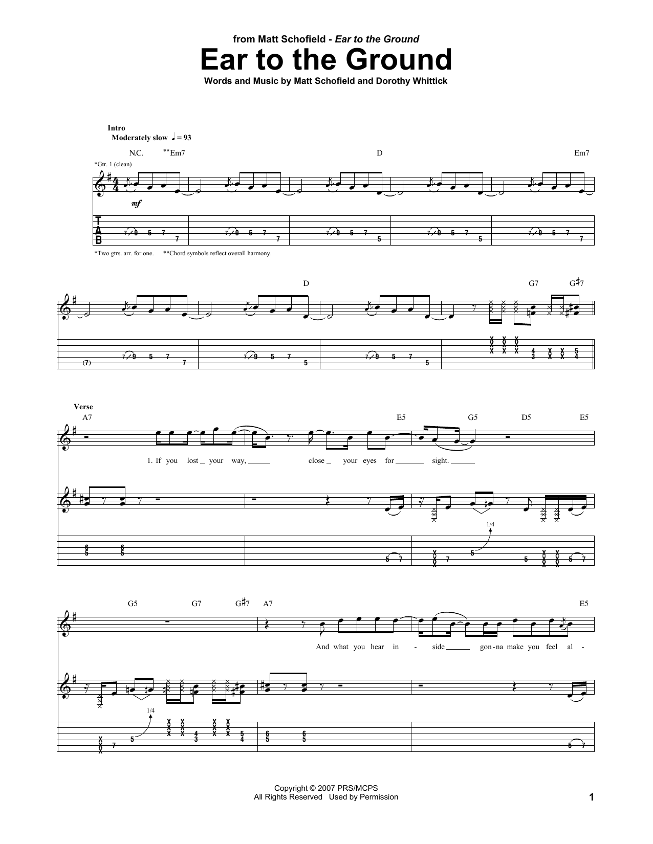 Matt Schofield Ear To The Ground Sheet Music