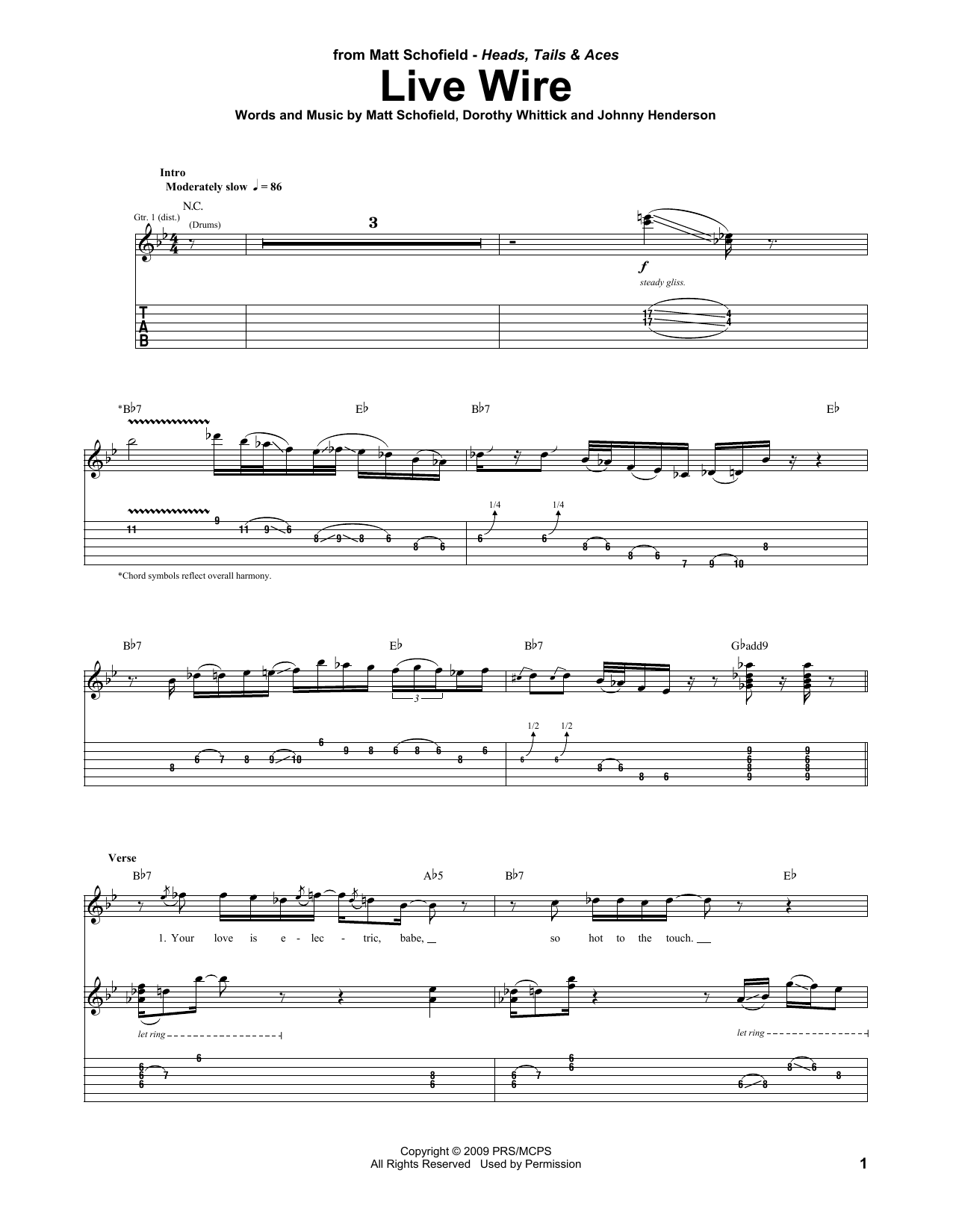 Matt Schofield Live Wire Sheet Music