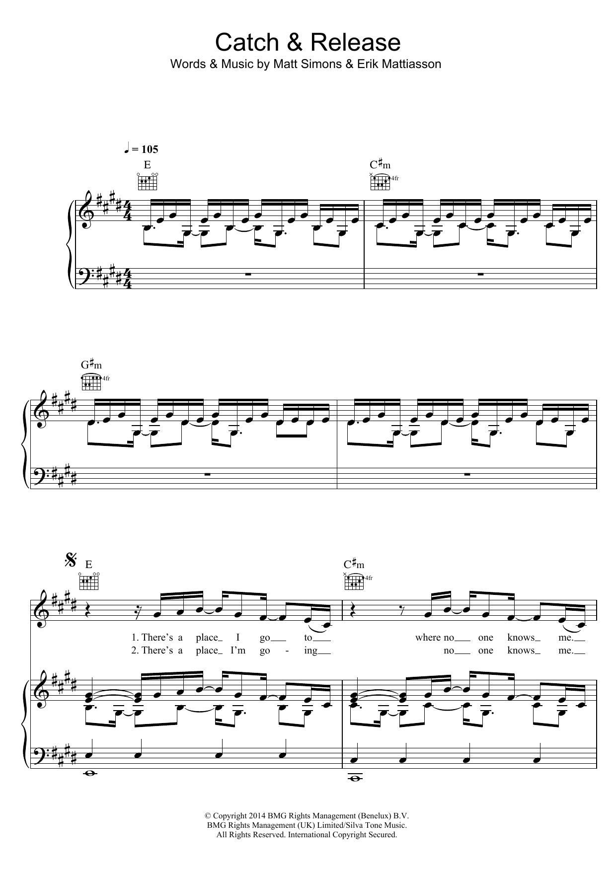 Matt Simons Catch and Release Sheet Music