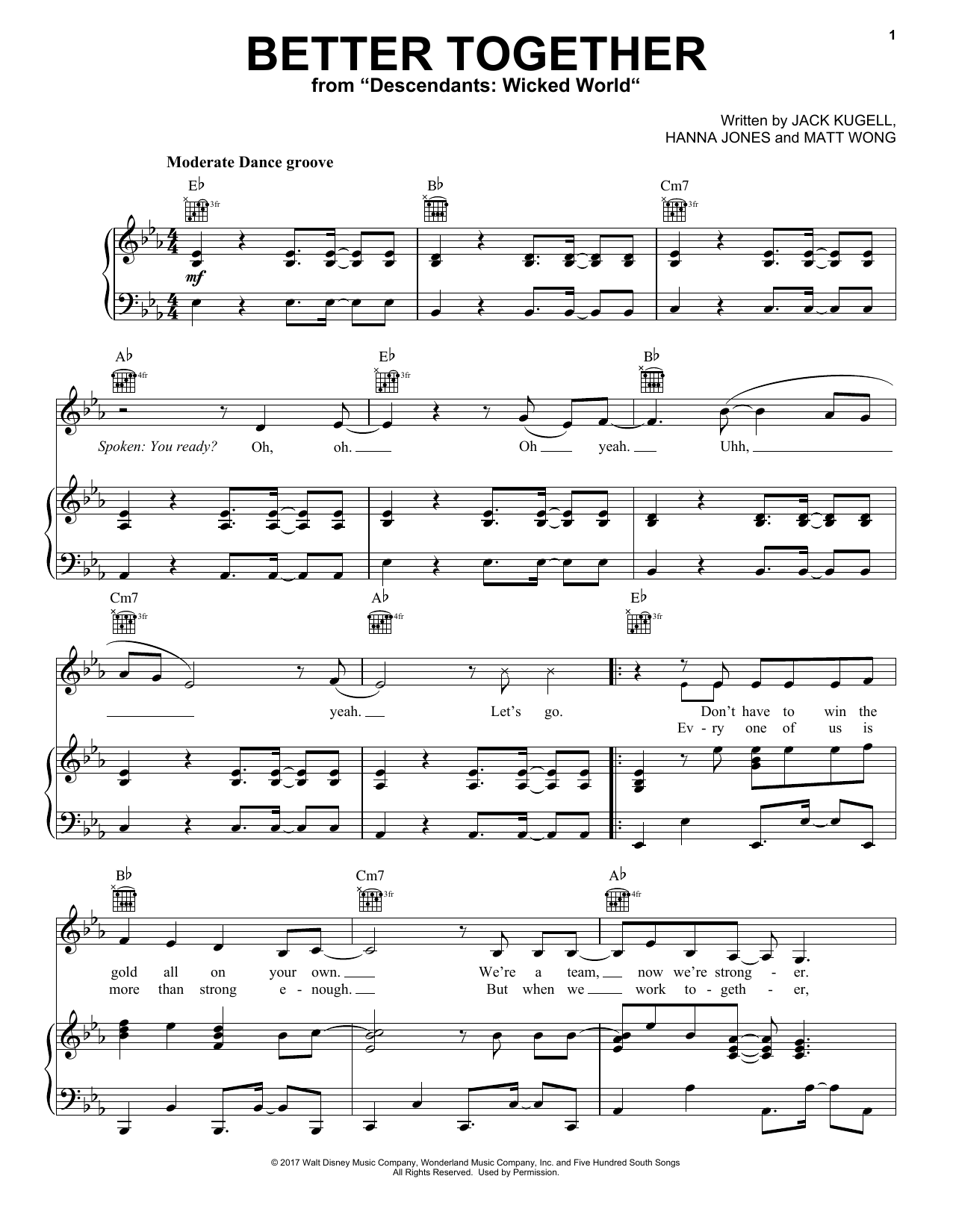 Matt Wong Better Together (from Disney's Descendants 2) Sheet Music