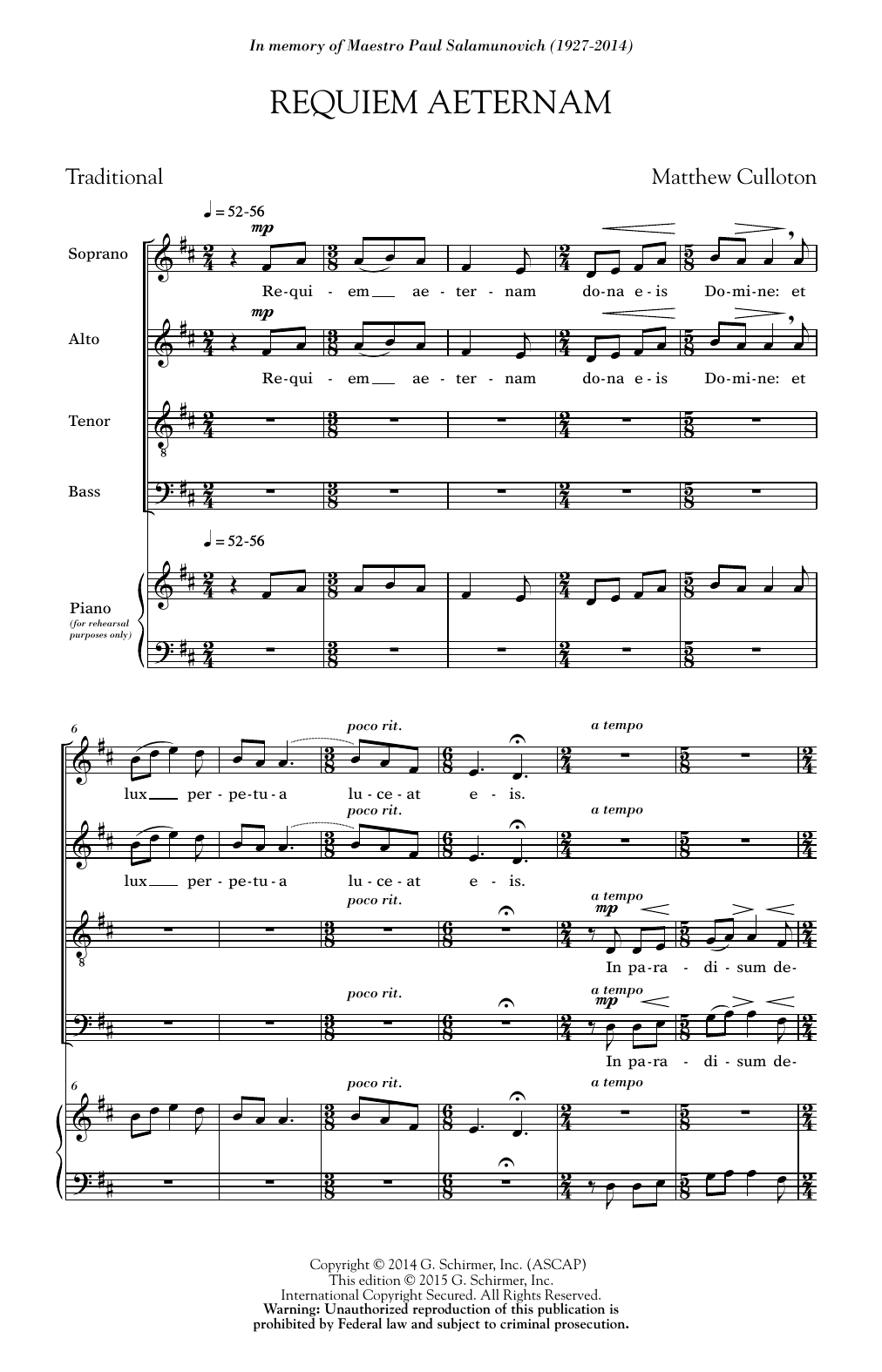 Matthew Colluton Requiem Aeternam Sheet Music