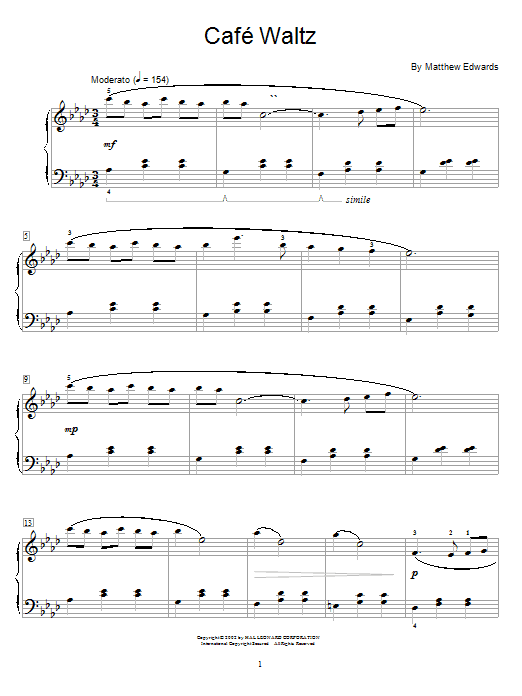 Matthew Edwards Cafe Waltz Sheet Music