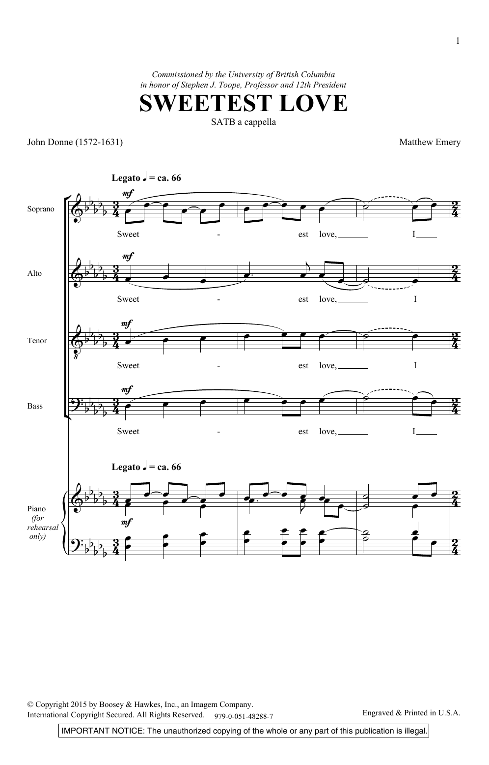Matthew Emery Sweetest Love Sheet Music