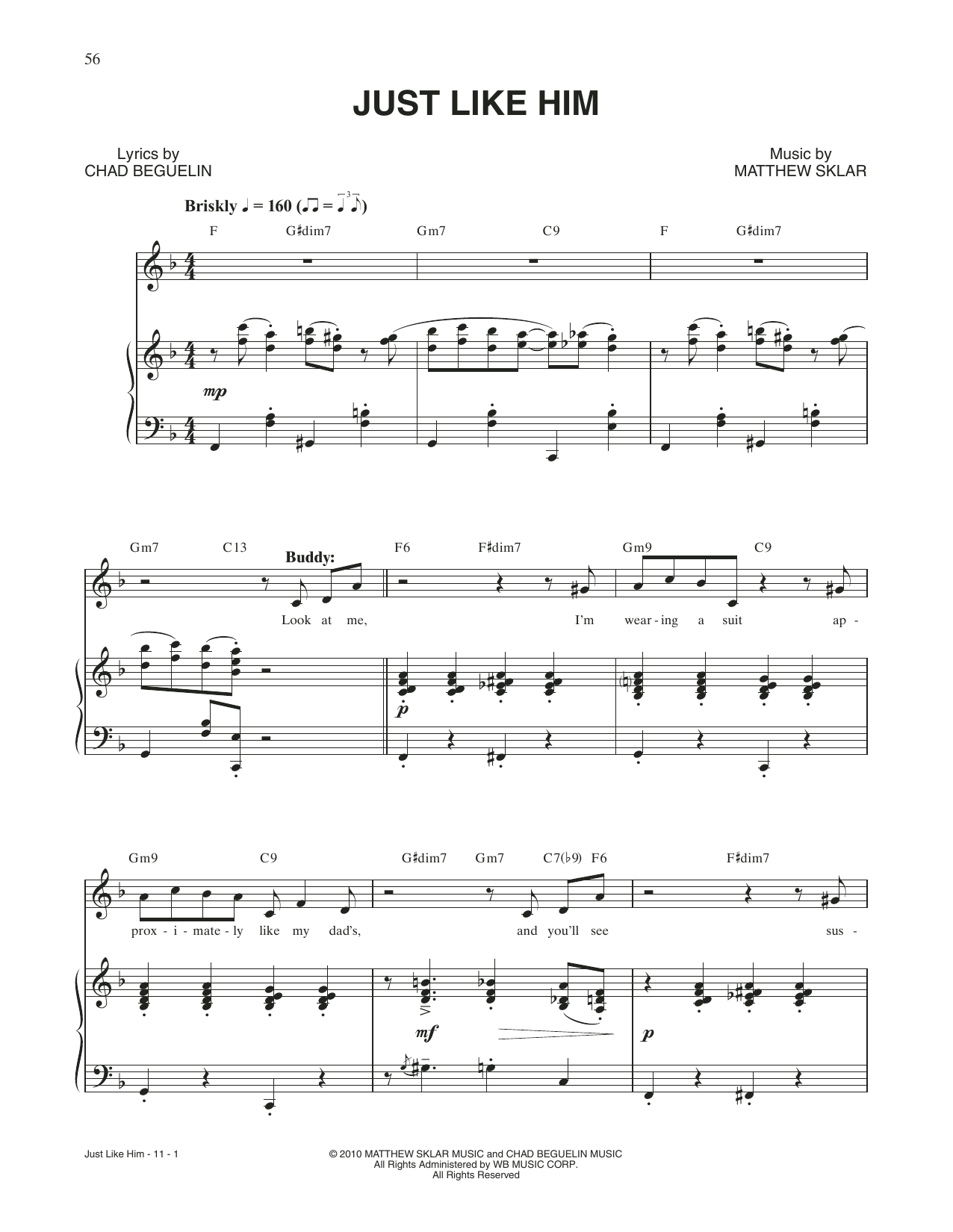 Matthew Sklar & Chad Beguelin Just Like Him (from Elf: The Musical) Sheet Music