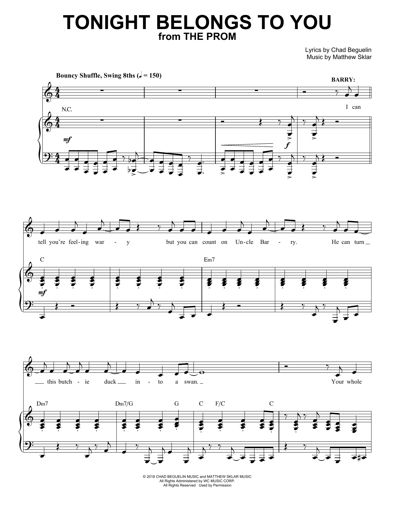 Matthew Sklar & Chad Beguelin Tonight Belongs To You (from The Prom: A New Musical) Sheet Music