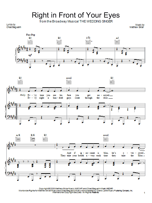 Matthew Sklar Right In Front Of Your Eyes Sheet Music