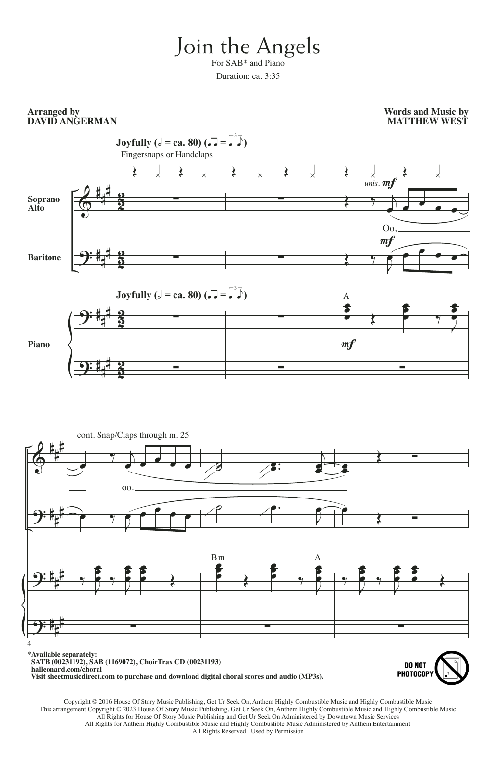 Matthew West Join The Angels (arr. David Angerman) Sheet Music