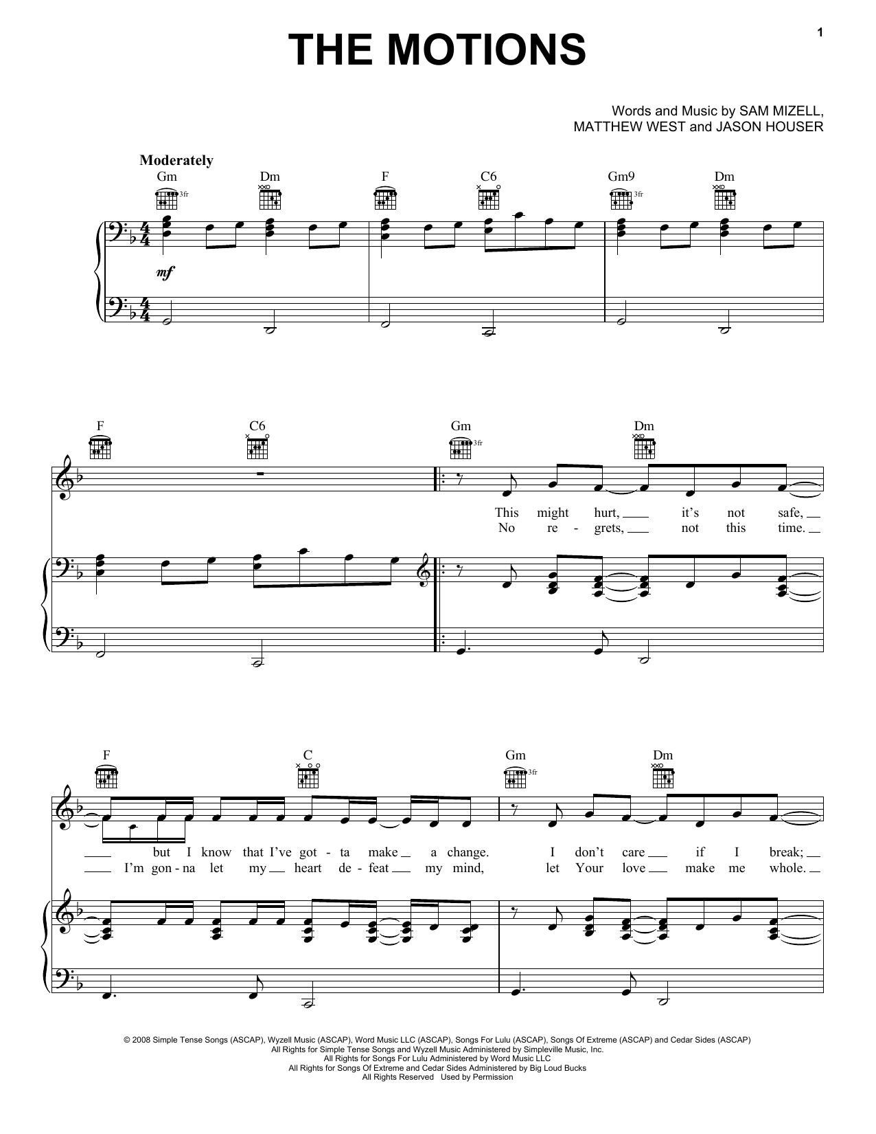 Matthew West The Motions Sheet Music