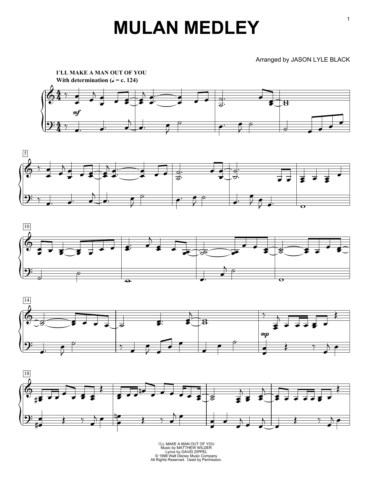Matthew Wilder & David Zippel Mulan Medley (arr. Jason Lyle Black) Sheet Music