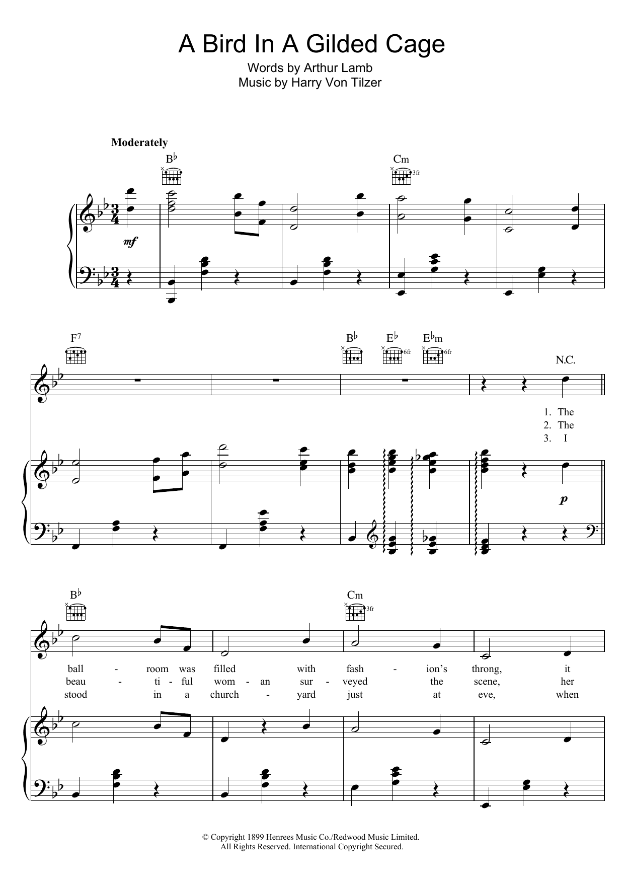 Maurice J. Gunsky A Bird In A Gilded Cage Sheet Music