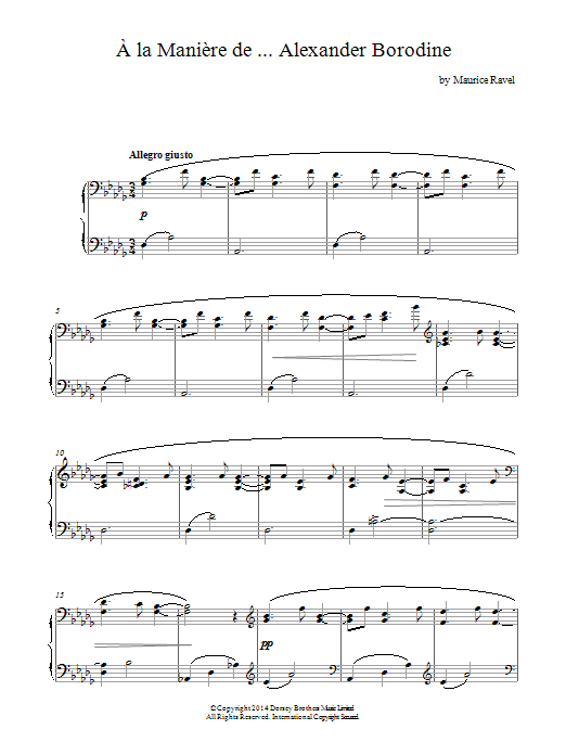 Maurice Ravel A La Maniere De Alexander Borodine Sheet Music