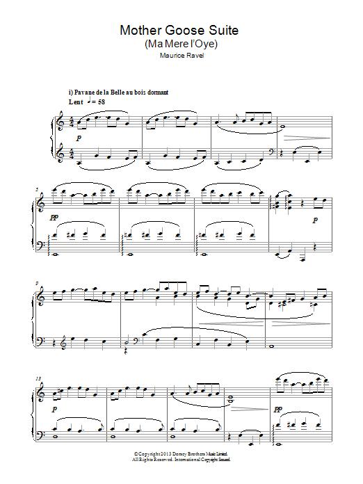 Maurice Ravel Mother Goose Suite Sheet Music