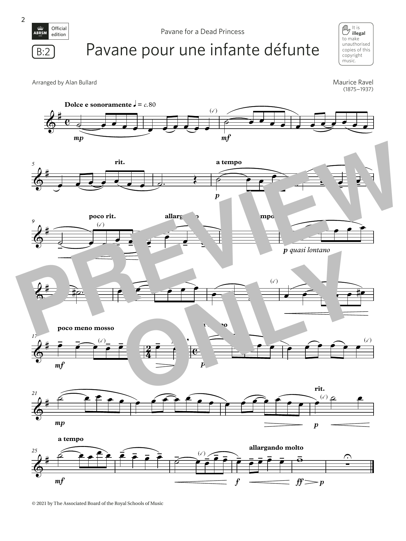 Maurice Ravel Pavane pour une infante défunte (Grade 3 List B2 from the ABRSM Saxophone syll Sheet Music
