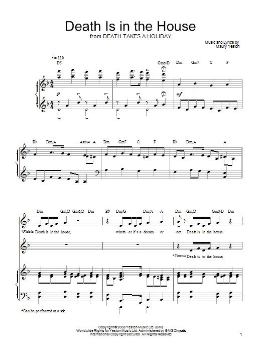 Maury Yeston Death Is In The House Sheet Music