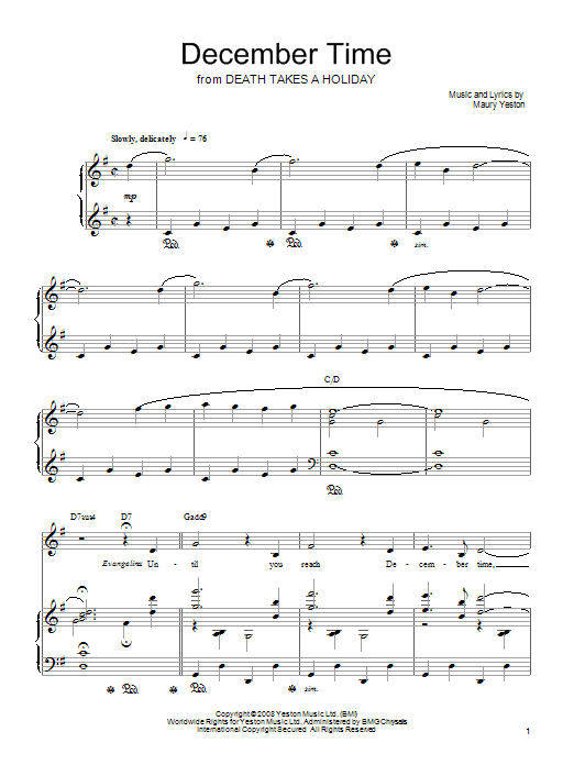 Maury Yeston December Time Sheet Music